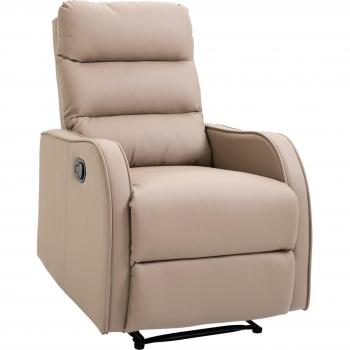 Sillón Relax Homcom con Reclinación Manual y Reposapiés Retráctil, Tapizado en PU, Esponja de Alta Densidad, 65x89x100cm Beige