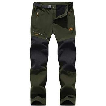 BenBoy Pantalones de Montaña Hombre Impermeables Invierno Calentar Pantalones Trekking Escalada Senderismo Softshell,KZ1672M-Army Green1-XL