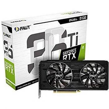 Palit RTX 3060 Ti Dual 8G GDDR6 Ray-Tracing Graphics Card, 4864 Core, 1410 MHz GPU, 1665 MHz Boost, 3 x DisplayPort, HDMI