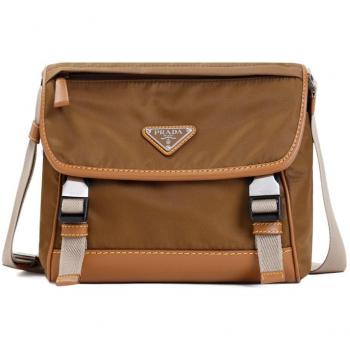 Prada Men's Re-Nylon Brown Shoulder Messenger Bag - One Size