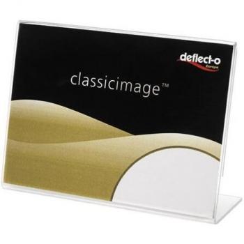 Expositor de sobremesa en Forma l poliestireno 90x60 mm. Horizontal deflecto