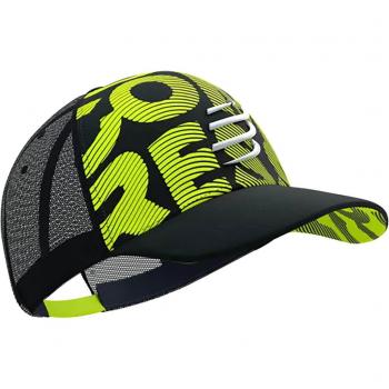 Gorra Trucker Compressport Flash Negro para Running, diseño ligero y transpirable, ajuste cómodo, visera curvada, ideal para actividades al aire libre