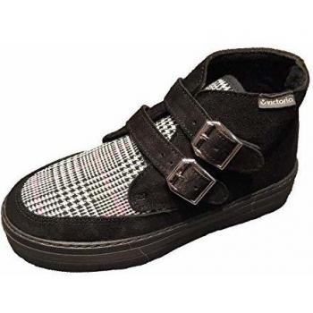 Victoria Black Ankle Boots for Women with Buckles, Size 8 US / 5 UK