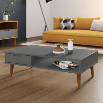 Mesa de centro MOLDE gris 100x55x31 cm en madera maciza de pino