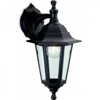 Lámpara de pared Malmo, linterna de pared para exteriores, 1 luz, resina negra, IP44, E27