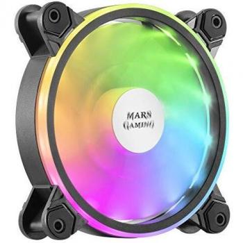 MARSGAMING MFX, Ventilador PC 12cm, ARGB Dual, Ultra-silencioso 14db, Negro