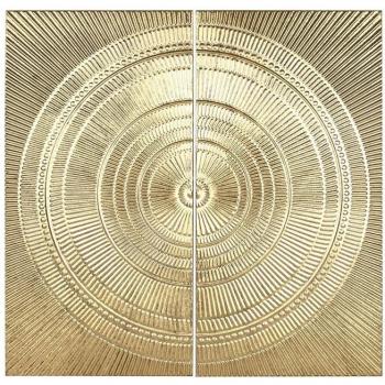 Set de Decoración de Pared Metálica Dorada 97 x 3 x 97 cm (2 Piezas)