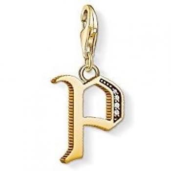 Colgante Charm Letra P de Plata con Baño de Oro de 18K Thomas Sabo