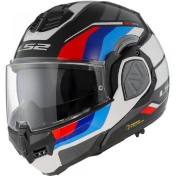 Casco Modular LS2 FF906 Advant Sport Ultraligero con Visor Solar y Pantalla Clara Anti-UV - Negro Rojo Azul (XL)