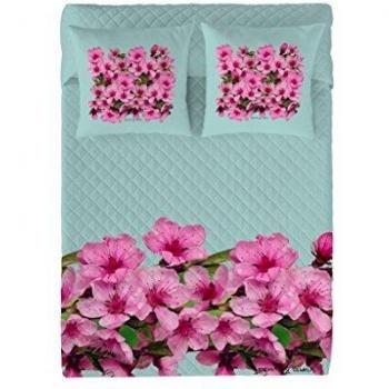 Devota & Lomba Flor Almendro Cenefa Colcha Bouti, Verde/Rosa, Cama 135