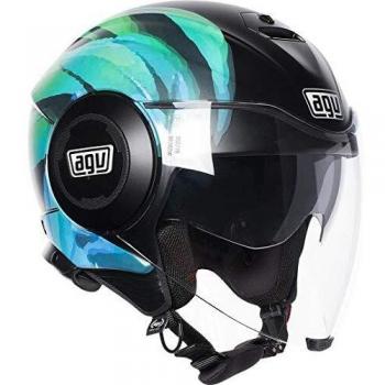 AGV Jet Fluid Multi Kew Mat Casco, Negro/Azul, L
