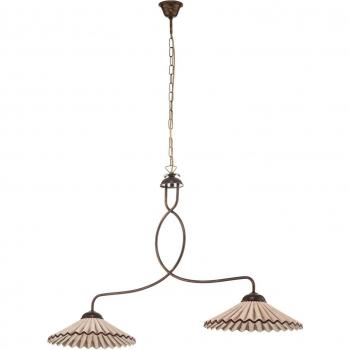 Lámpara colgante Rosina 2 luces rosa claro/bronce con pantallas de cristal, tipo E27