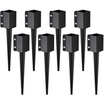 MOPHORN Vevor 8-Pack Metal Fence Post Anchor Ground Spike with Powder Coating, 24 x 4 x 4 inches Outer Diameter (3.5 x 3.5 inches Inner Diameter)