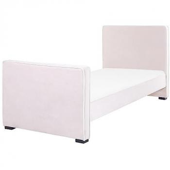 Cama Individual de Terciopelo Rosa con Cabecero 90 x 200 cm para Niños