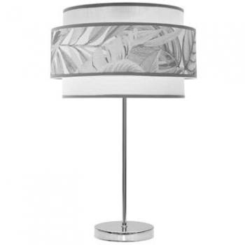Lámpara de Sobremesa Alta Camerún 1xE27 Cromo Blanco Gris 60x30x30 cm