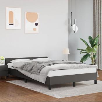Cabecero de cama gris 120x200 cm con estructura de cuero sintético sin colchón