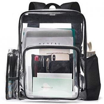 SPEEDEVE Mochila Bolso Escolar PVC Transparente estancas,Negro,L