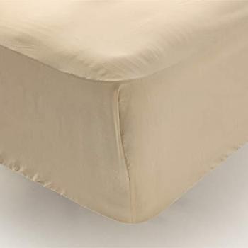 Sábana Bajera Ajustable de Algodón 100% Beige Piedra 180 Hilos para Cama hasta 28 cm - Fácil Planchado y Lavable (30º)