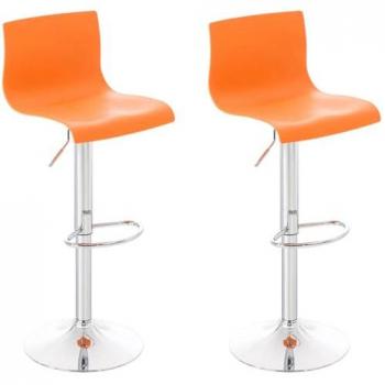 Set 2 Taburetes Altos Hover en Polipropileno Naranja Regulables y Giratorios 360°