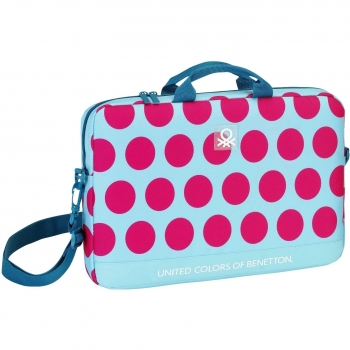 Safta Benetton Dots Trolley para Portátil, 7 L, Color Fucsia y Azul
