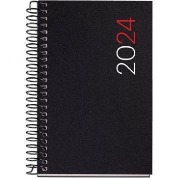 Agenda MiquelRius 2024 Caddy City Espiral Día Página Tapa PP Negro 125x80mm