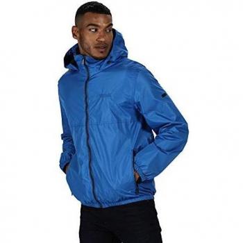 Regatta Ladomir-Chaqueta Forrada, Ligera, Impermeable con Costuras Selladas Y Capucha Jackets Waterproof Shell, Hombre, Nautical Blue, S