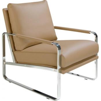 Sillón tapizado polipiel crema ANGEL CERDÁ 5046C, Vison, Acero inoxidable, dimensiones 67 x 100 x 89 cm