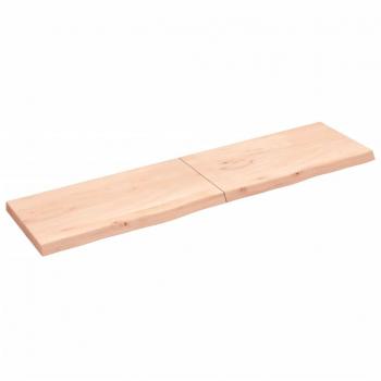 Estantería de pared de madera maciza de roble sin tratar 200 x 50 x (2-6) cm Marrón