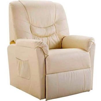Sillón reclinable de cuero sintético crema