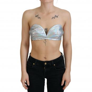 Dolce & Gabbana Silver Holographic Effect Bustier Brassiere Top - IT40|S, Gray female, Size: XS