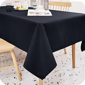 Amazon Brand - Umi Mantel Antimanchas Impermeable Retangular Tela de Mesa de Reunión Comedor 130x280cm Negro