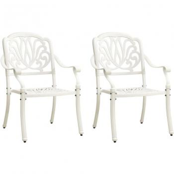 White Cast Aluminum Garden Chairs - Set of 2