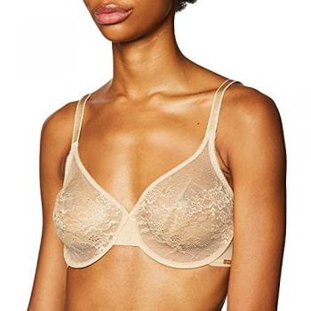 Gossard Lace Sheer Moulded Underwired Bra 36FF Beige