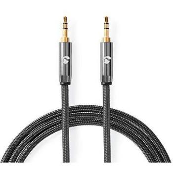 NEDIS Cable de Audio estéreo Cable de Audio estéreo | 3.5 mm Macho | 3.5 mm Macho | Chapado en Oro | 0.50 m | Redondo | Gris/Gunmetal | Caja de Ventana 5.00 m 5.00 m