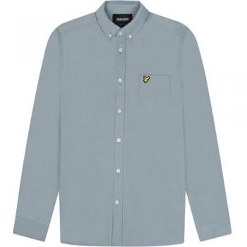 Camisa Lyle & Scott Oxford Slate Blue, corte regular, 100% algodón, bolsillo en el pecho, elegante y cómoda, manga larga, estampado Oxford clásico