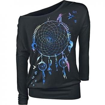 Full Volume by EMP Fast and Loose Mujer Camiseta Manga Larga Negro L, 95% Viscosa, 5% elastán, Ancho