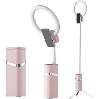 Trípode Monopié con Anillo de Luz para Teléfono Móvil - Soporte Compatible con Xiaomi Mi, Huawei, iPhone 13/12 y Samsung