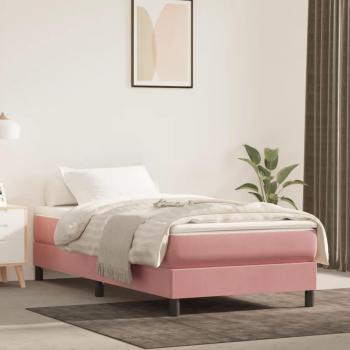 Estructura de cama de terciopelo rosa 90x190 cm