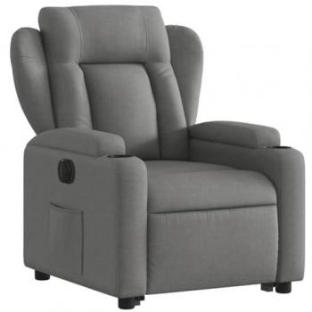Sillón eléctrico reclinable elevable de tela gris oscuro Vidaxl