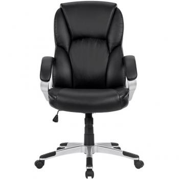 LANGRIA Silla Ejecutiva de Ordenador Diseño Moderno y Ergonómico, Cuero Sintético, Respaldo Media Altura, Reposabrazos Acolchados, Altura Ajustable, Reclinable 90-105 Grados