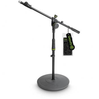 Gravity GMS2222B Short Microphone Stand with Round Base and 2-Point Adjustment Telescoping Boom