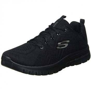 Zapatillas Skechers Graceful Get Connected para Mujer, Negro, con Memory Foam, Tela, Planas (1 a 3 cm), Talla 42