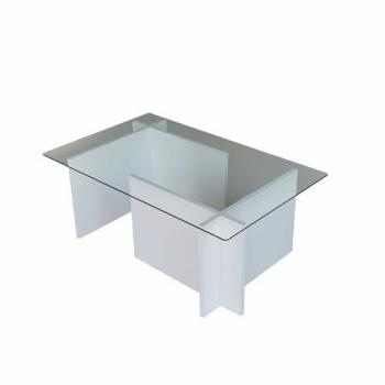 Mesa de café Asellus, mesa de centro baja con revistero para sofá, estante de sala de estar, 105x65x40 cm, color blanco