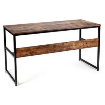Industrial 55 Computer Desk with Storage Shelf - Coffee
