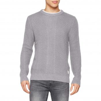 JACK & JONES Jcostanford Knit Crew Neck Camp, suéter para Hombre, Gris Light Grey Melange, Small