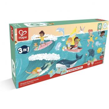 Puzle Amigos del Mar Hape - Rompecabezas de 100 Piezas con Accesorios y Juego Encajable, Juguetes Educativos para Niños y Niñas