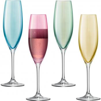 LSA Polka PZ04 - Copa de champán, 225 ml, 4 unidades, surtido de colores pastel