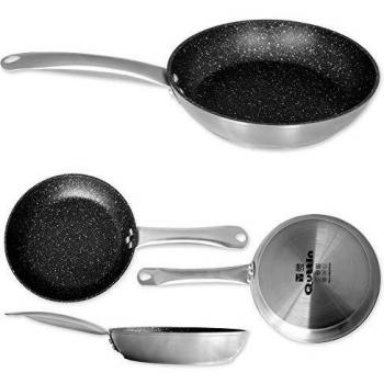 Quttin - Sartén Antiadherente de inducción Platinum con Mango Metalico. Para todo tipo de cocinas. Aluminio Pfluon. Resistente Duradera Calidad Protector de Fieltro. Sartén para cocinar 24 cm
