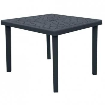 Juego de 12 Mesas Bar Cuadradas de Poliratán 90x90 cm Color Negro Grand Soleil Gruvyer