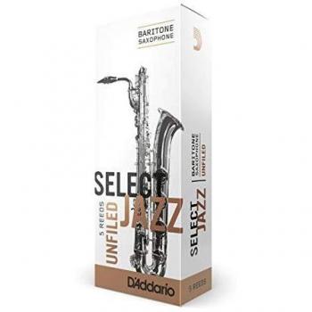 D'Addario Unfiled Jazz Baritone Saxophone Reeds, Strength 3 Medium, 5-Pack